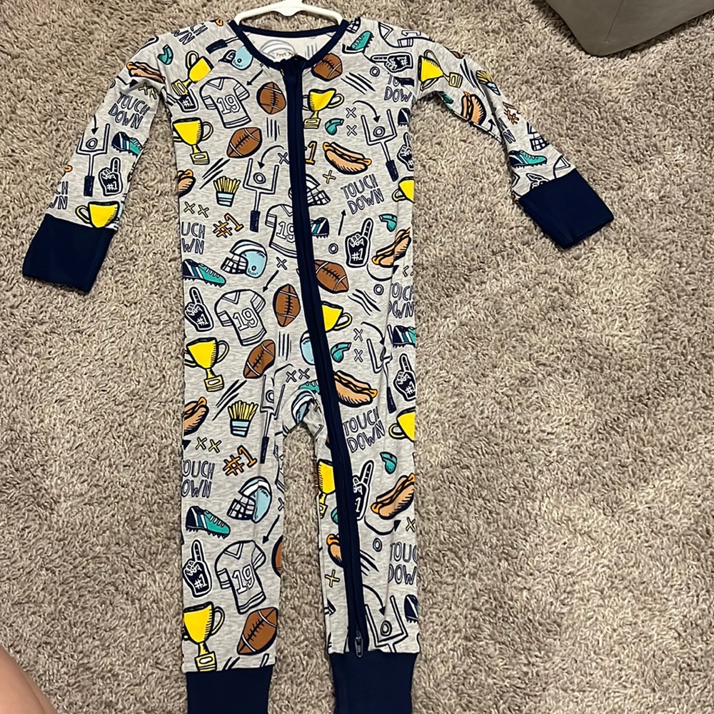 Little Sleepies Football Zippy 12-18